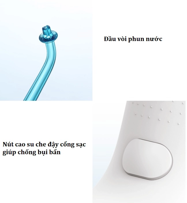 Máy tăm nước cầm tay Xiaomi Soocas W3, vệ sinh răng miệng (01 đầu phun đi kèm)